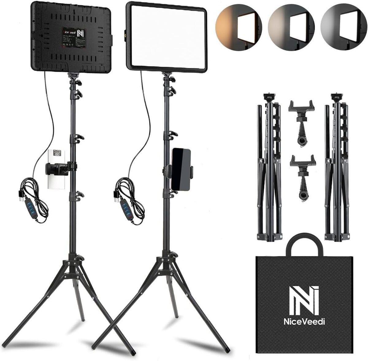 Kit éclairage LED Bresser PT 30B-II – 30W Bicolore, Volets, Batterie, Télécommande – Pour Photo Et Vidéo