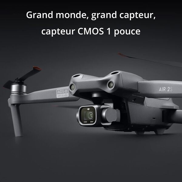 DJI Air 2S - Drone Quadcopter, 3 Axes Gimbal avec Caméra, Vidéo 5,4K, Capteur CMOS 1 pouce, Détection d'obstacles dans 4 directions, 31 Minutes de Vol, FHD 12 km Transmission (FCC), MasterShots, Gris