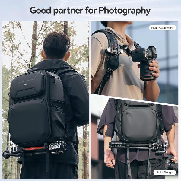 ULANZI BP10 Sac à dos rigide pour appareil photo reflex numérique 35 L pour appareil photo reflex numérique professionnel Accessoires de voyage Trépied Strorage Grand sac rigide résistant aux