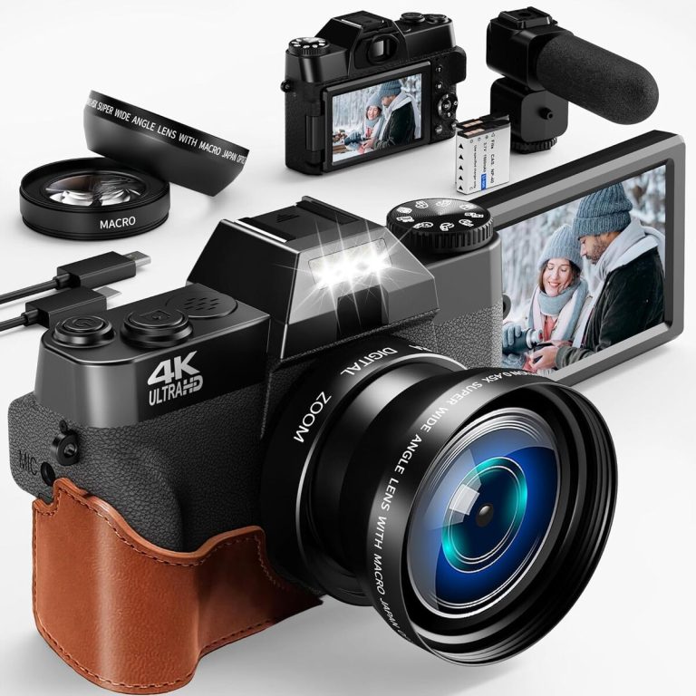 Appareil Photo Numérique 64MP Avec écran Pivotant 180° - Vidéo 5K, Zoom 18x, Idéal Pour Vlogging Et Débutants - Inclut Carte 64GB