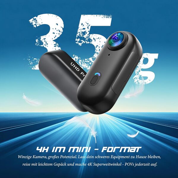 Camera Sport 4k,Caméra Corporelle étanche Magnétique,Mini Camera Sport Minicaméra Sportive WiFi,POV Pro Caméra Portable avec Clip Petite-caméra d'action,Caméra Casque pour la Moto et Le Vélo