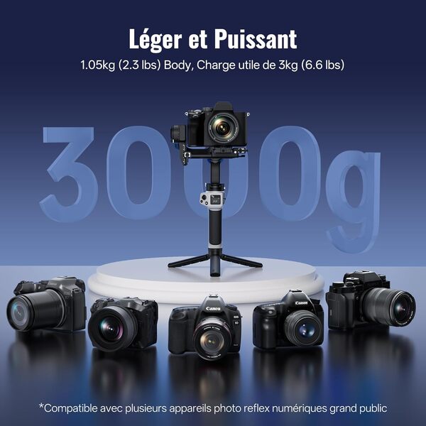 ZHIYUN CINEPEER Weebill 3E Stabilisateur Appareil Photo, Stabilisateur Camera 3 Axes pour Caméras DSLR et sans Miroir, Compatible avec Canon/Sony/Panasonic/Fujifilm, 3kg de Charge Utile