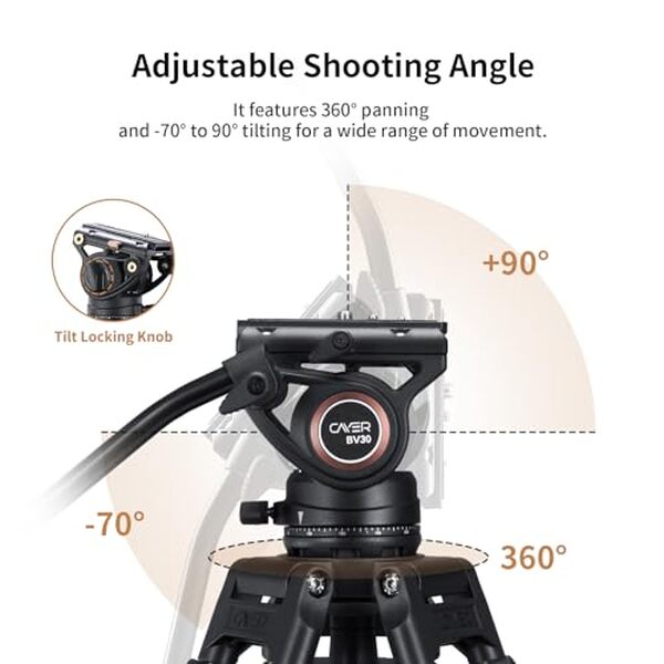 Découvrez le trépied vidéo Cayer BV30 en aluminium doté de la tête fluide K3 pour une stabilité inégalée. Idéal pour les professionnels de la vidéo recherchant qualité et durabilité.