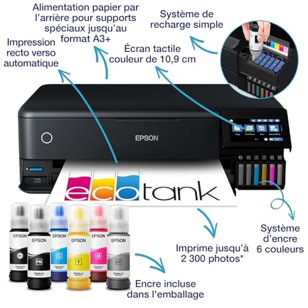 Découvrez notre test détaillé de l'imprimante photo Epson EcoTank ET-8550 Wi-Fi. Performances, qualité d'impression et fonctionnalités : tout ce qu'il faut savoir avant d'acheter.