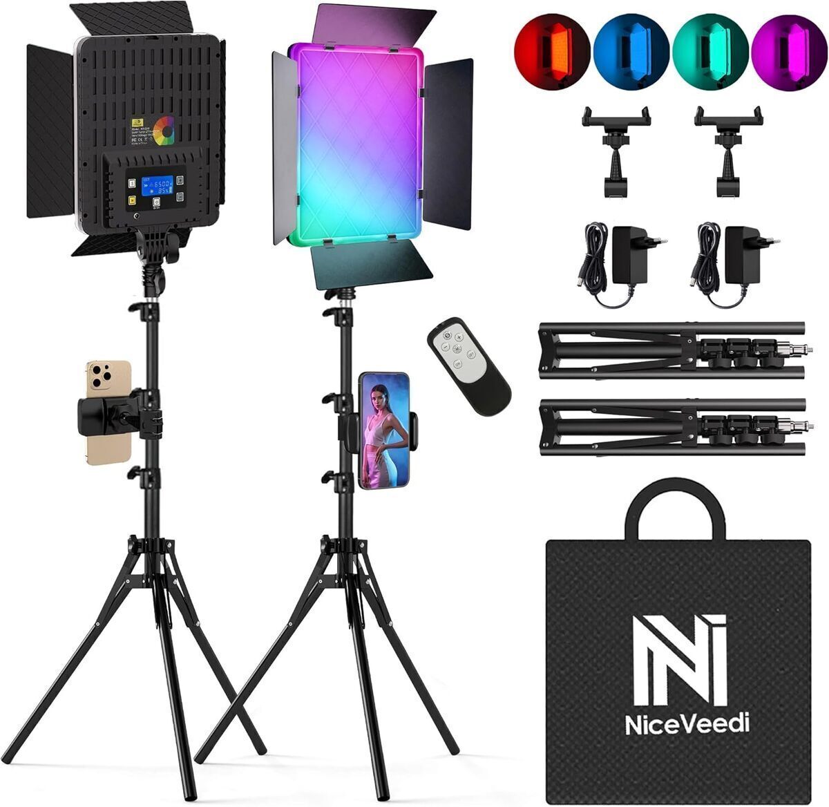 Test des lampes vidéo LED Niceveedi 2x40W RGB pour streaming et création