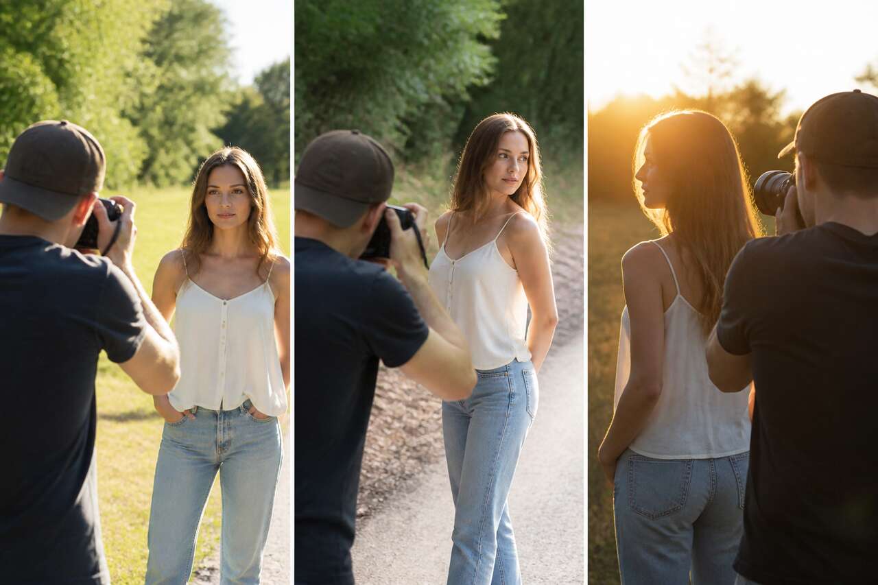 Se placer par rapport au soleil : face, trois-quarts, contre-jour
