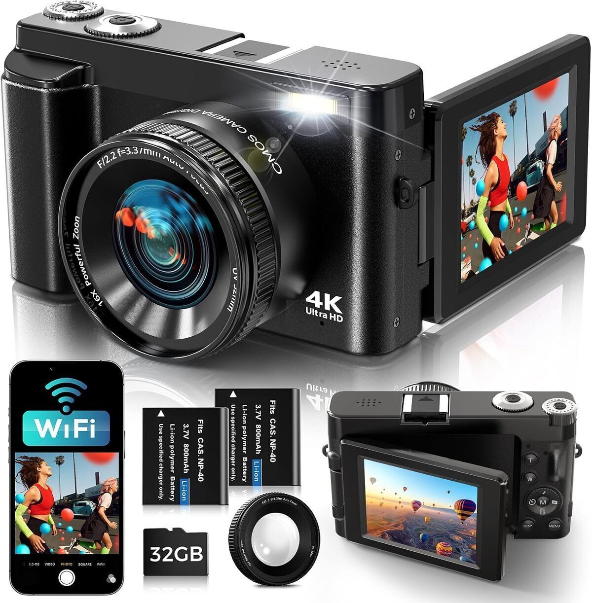 Test de l'appareil photo numérique 4K avec wifi et écran orientable