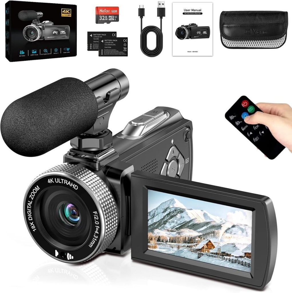 Test du caméscope 4K 48 MP : zoom numérique et écran rotatif